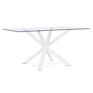 May Asztal, Bizzotto, 160 x 90 x 76 cm, fém/edzett üveg, fehér