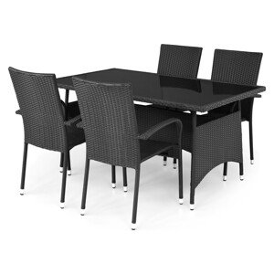 Presley Kerti/terasz szett, asztal+ 4 szék, acél, fekete