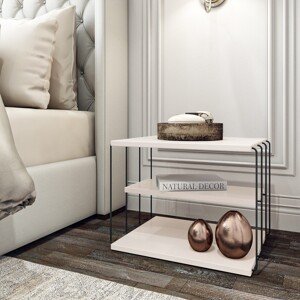 Lifon Dohányzóasztal, Kalune Design, 50x40x40 cm, fehér/fekete