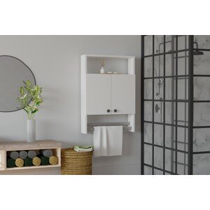 Banyo Fürdőszobai szekrény törölközőtartóval, Puqa Design, 60x15x87 cm, fehér