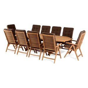 Tropical 10 db Szék állítható háttámlával és kihúzható szék, fa, természetes/barna