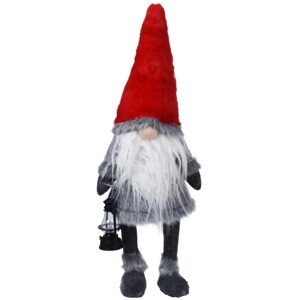 Gnome w grey body Fénydekoráció, 26x18x51 cm, plüss, szürke/piros