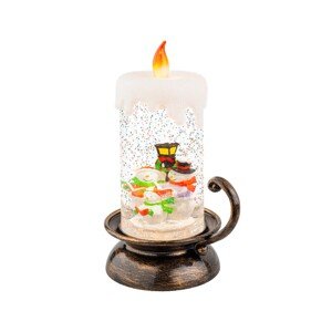 Candle w snowman family Fénydekoráció, Lumineo, 10.5x14x21.5 cm, műanyag, színes