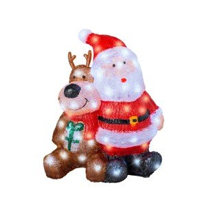 Santa and Reindeer Fénydekoráció, Lumineo, 34x18x40 cm, akril, színes