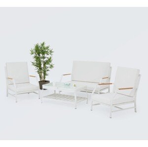 Eivissa 2 db Fotel, kanapé és asztalka, alumínium, fehér