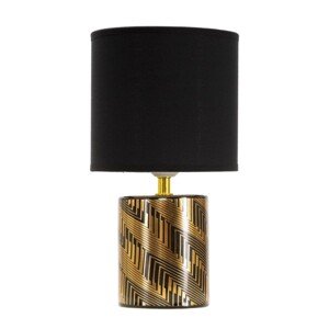 Glam Dark Éjjeli lámpa, Mauro Ferretti,  1 x E27, 40W, Ø 15x28 cm, kerámia, fekete/aranyszín