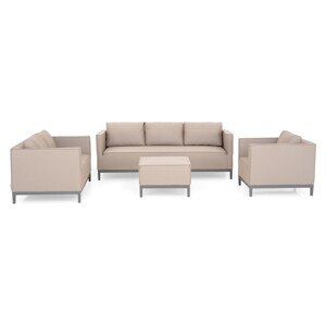 Eon Háromszemélyes kanapé, kétszemélyes kanapé, fotel és zsámoly, alumínium, fekete/szürke