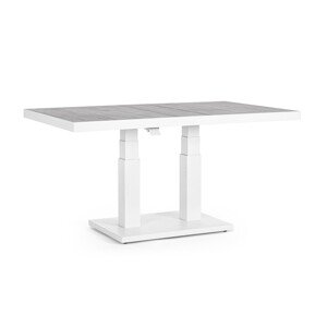 Truman Kerti asztal állítható magasságal, Bizzotto, 140 x 82 x 49-72 cm, alumínium, kerámia asztallap, fehér