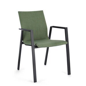 Odeon Kerti szék, Bizzotto, 55.5 x 60 x 83 cm, alumínium/textilén/ofelin, szénszürke/sötét zöld