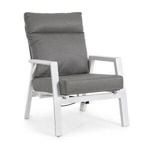 Kledi Kerti/terasz fotel, Bizzotto, 72 x 81 x 98 cm, állítható hátrész, alumínium/textilén 1x1, fehér