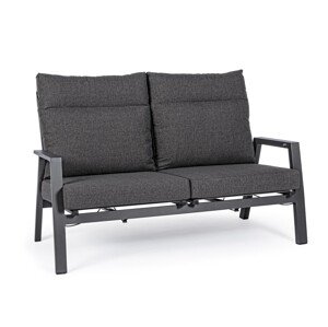 Kledi Kerti kétszemélyes kanapé, Bizzotto, 152 x 81 x 98 cm, állítható hátrész, alumínium/textil 1x1, szénszín