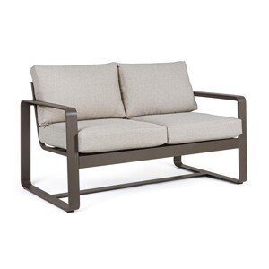 Merrigan Kerti/terasz kétszemélyes kanapé, Bizzotto, 134 x 78 x 84 cm, alumínium/ofelin szövet, kávészín