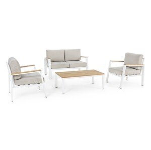 Belmar Kerti terasz bútor szett, 4 darabos, Bizzotto, alumínium/ofelin szövet, fehér
