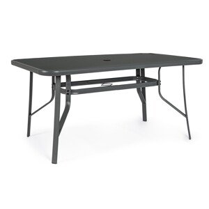 Martinez Kerti asztal, Bizzotto, 150 x 90 x 70 cm, acél/edzett üveg