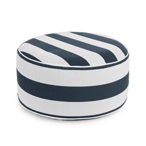 Stripes Felfújható zsámoly, Bizzotto, Ø53 x 23 cm, vízálló fonott poliészter, fehér/kék