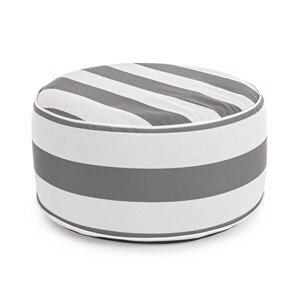 Stripes Felfújható zsámoly, Bizzotto, Ø53 x 23 cm, vízálló fonott poliészter, fehér/szürke