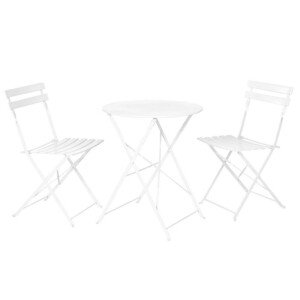 Sira 3 darabos Kerti bútor szett, 60 x 60 x 71 cm, acél, fehér