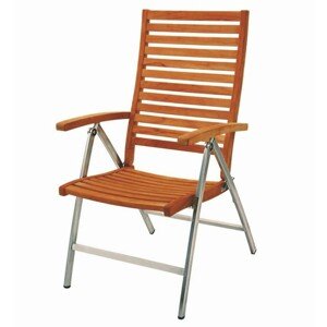 Norah Kerti szék állítható háttámlával, 59.5 x 74.5 x 108 cm, akácfa/rozsdamentes acél