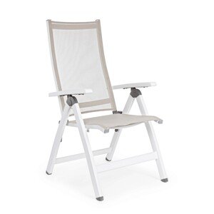 Cruise Kerti szék 5 pozícióban állítható, Bizzotto, 59 x 71 x 113 cm, alumínium/textil 1x1, fehér