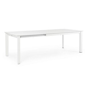 Konnor Kerti/terasz kihúzható asztal, Bizzotto, 160/240 x 100 x 76 cm, alumínium, fehér