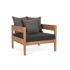 Kobo Terasz/kerti fotel, Bizzotto, 90 x 90 x 79 cm, Fsc bizonylattal rendelkező tíkfa/Arashi szövet, szénszürke