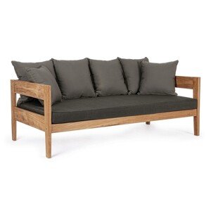 Kobo Terasz/kerti háromszemélyes kanapé, Bizzotto, 190 x 90 x 79 cm, Fsc bizonylattal rendelkező tíkfa/Arashi szövet, szénszürke
