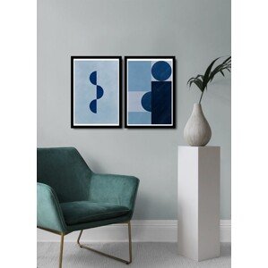 Set 2 tablouri decorative, Alpha Wall, Blue Abstract, 36x51 cm