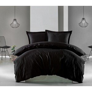 Kétszemélyes ágynemű, 100% szatén pamut, Premium Elegant, fekete