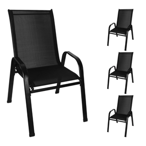 GARRED kerti szék készlet 4 db, fekete