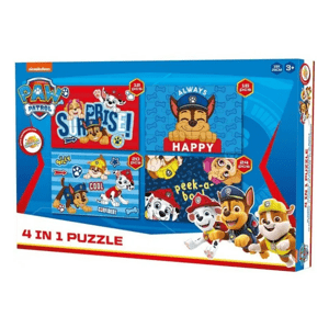 MANCS ŐRJÁRAT boldog kutyakölykök gyerek puzzle 4 az 1-ben, 19x29 cm