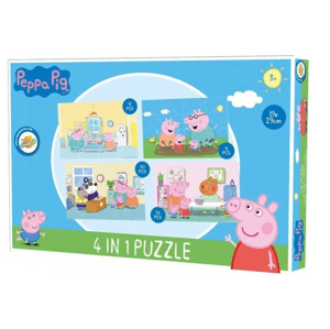 PEPPA MALAC egy napja a családdal gyermek puzzle 4 az 1-ben, 19x29 cm