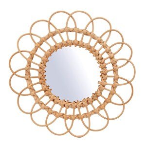 SUN PETALS kör alakú tükör rattan kerettel, 50 cm