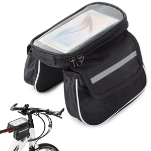 LAKSO fekete kerékpáros táska telefontartóval