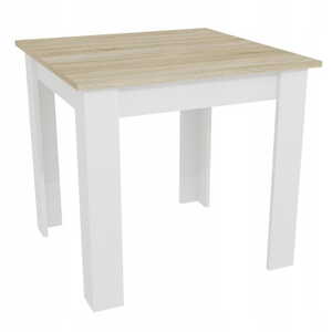 MADO fehér étkezőasztal sonoma tölgy dekorációval 80x80