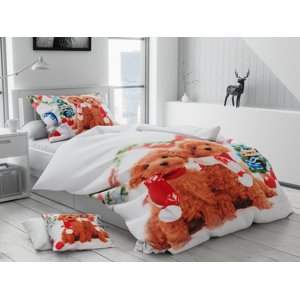 Karácsonyi kiskutyák pamut ágyneműhuzat + 40x50 cm párnahuzat ingyen
