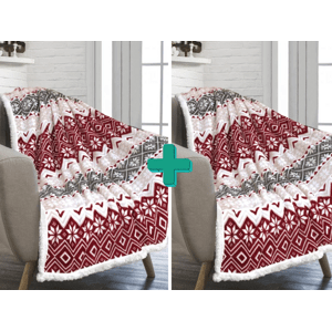 MERRY HUG 2db karácsonyi piros-fehér bárány takaró mikroplüssből 160x200 cm