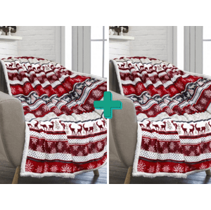 WINTER DELIGHT 2db karácsonyi piros-fehér bárány takaró mikroplüssből 160x200 cm