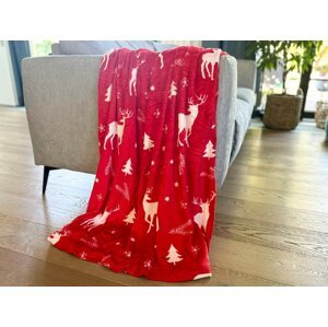 KARÁCSONYI piros karácsonyi mikroplüss takaró Méret: 160 x 200 cm