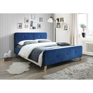 Kárpitozott ágy MALMO VELVET 160 x 200 cm kék