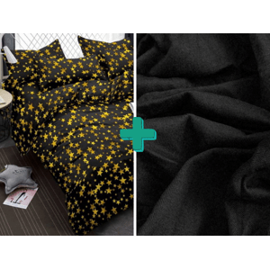 PALOMA fekete mikroszálas ágynemű + Jersey fekete lepedő 90x200 cm