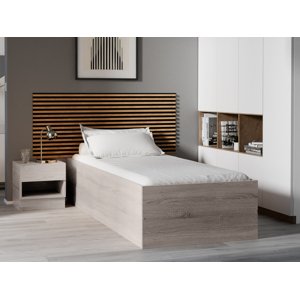 BELLA ágy 90x200 cm, szarvasgomba tölgy Ágyrács: Ágyrács nélkül, Matrac: Coco Maxi 19 cm matrac