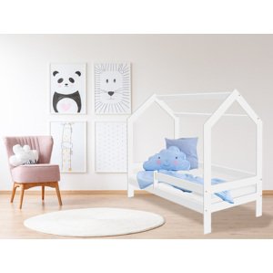HÁZIKÓ D3 gyerekágy fehér 80 x 160 cm Ágyrács: Lamellás ágyrács, Matrac: Matrac nélkül, Ágy alatti tárolódoboz: Fehér tárolódoboz