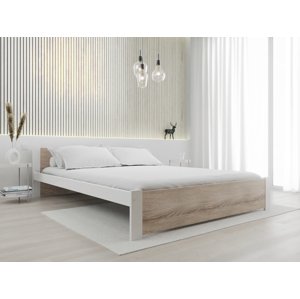 IKAROS ágy 140x200 cm, fehér/sonoma tölgy Ágyrács: Lamellás ágyrács, Matrac: Matrac nélkül
