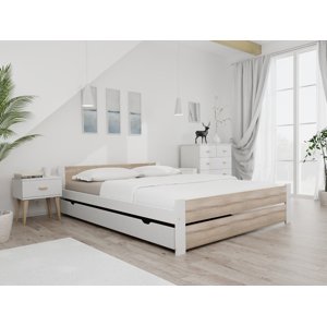 IKAROS DOUBLE ágy 120 x 200 cm, fehér/sonoma tölgy Ágyrács: Léces ágyrács, Matrac: Coco Maxi 19 cm matrac