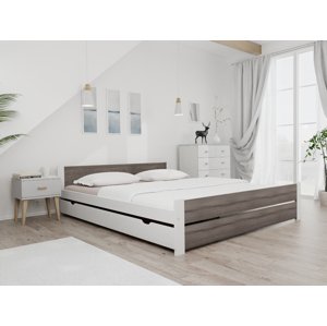IKAROS DOUBLE ágy 180 x 200 cm, fehér/trüffel tölgy Ágyrács: Ágyrács nélkül, Matrac: Coco Maxi 19 cm matrac