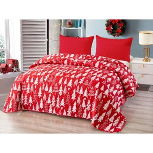 CHRISTMAS TREES piros ágytakaró Méret: 220 x 240 cm