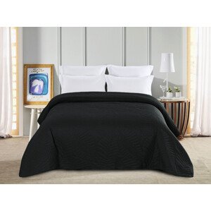 LEAVES fekete ágytakaró mintával Méret: 220 x 240 cm