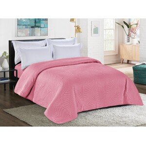 LEAVES rózsaszín ágytakaró mintával Méret: 220 x 240 cm