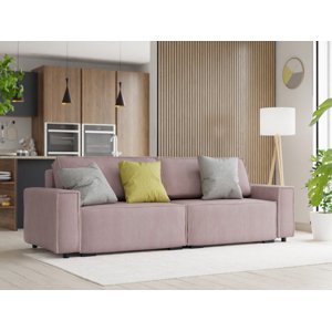 Világos rózsaszín kinyitható háromüléses kanapé SMART