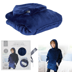 HOODIE CHILD kék gyermek takaró újakkal és kapucnival
